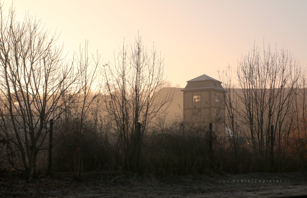 Last Tower (On the photo:  stromy, ráno, podzim, věž)