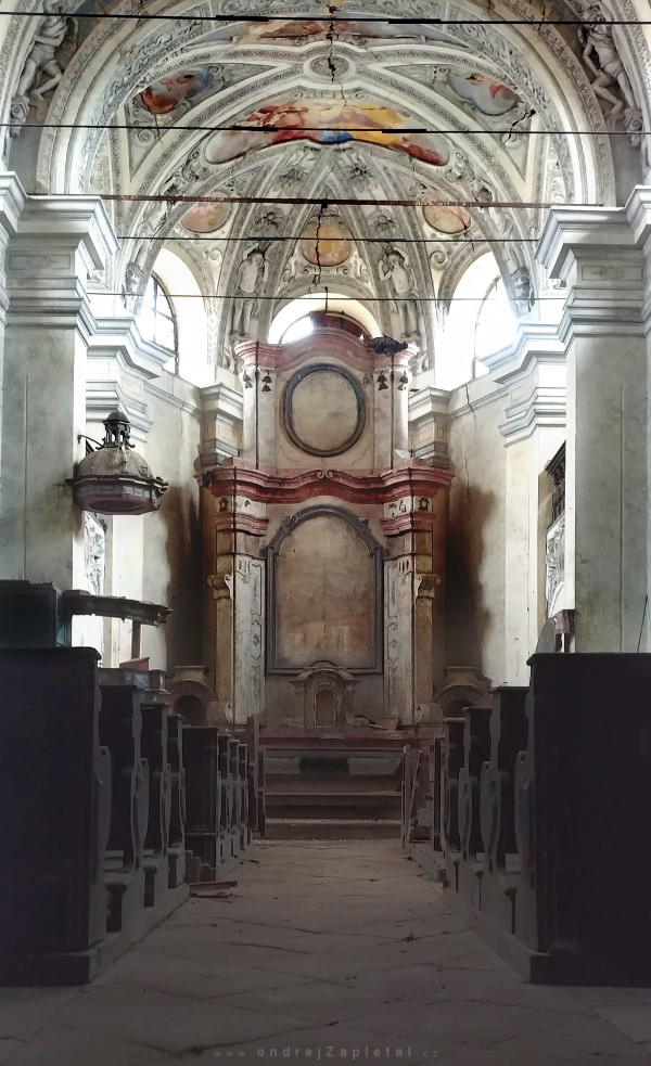 In a Church (On the photo:  kostel, interiér)