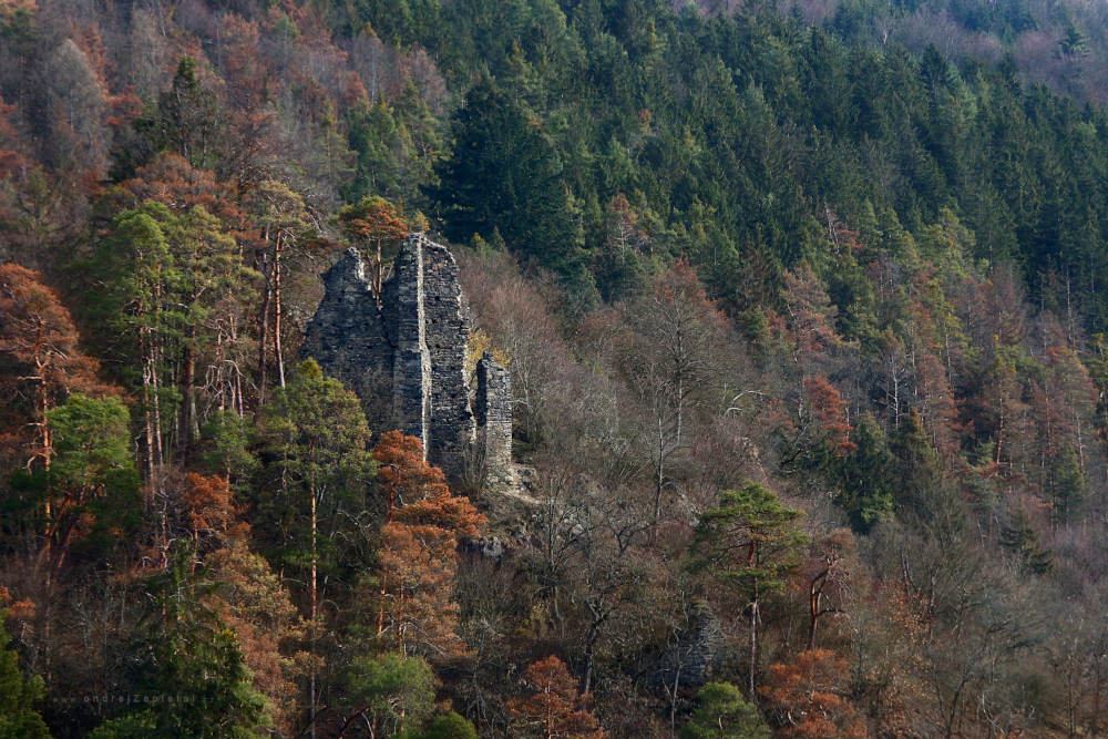 Ruins among Colors (On the photo:  (Urbex photography) hrad, ruiny, stromy, podzim)