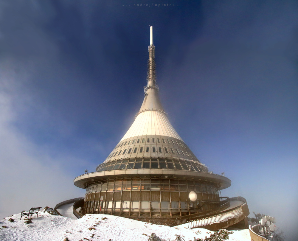 Tip of the Mountain (On the photo:  věž, zima, beton, hory, sníh)