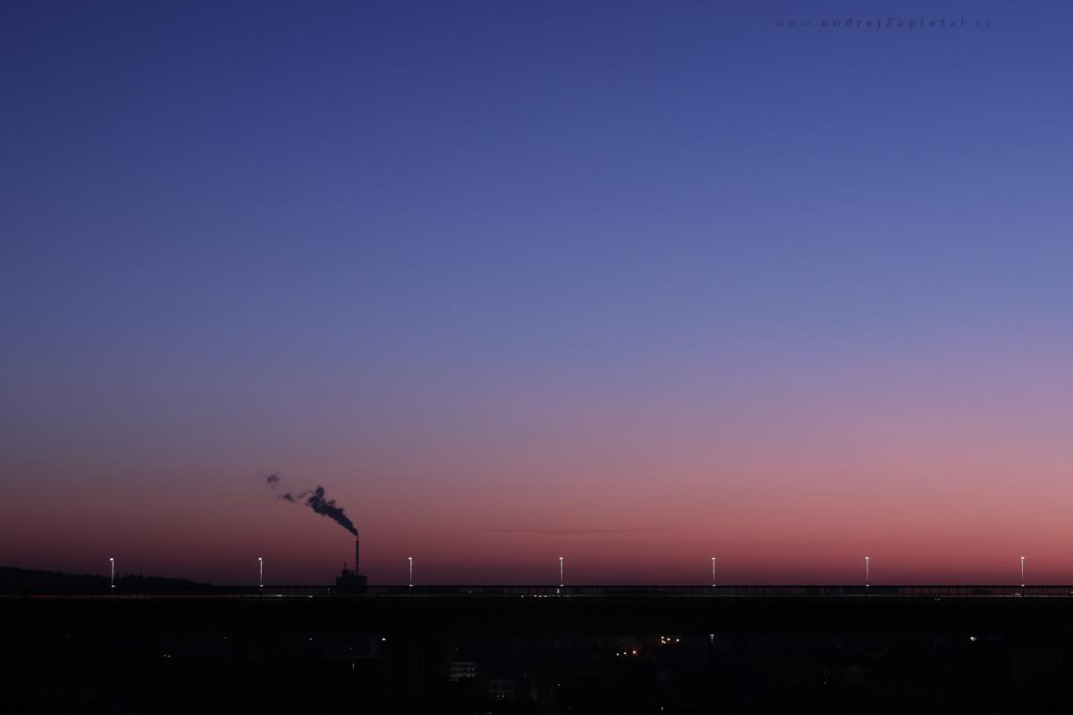 Lights on a bridge (On the photo:  (Urban photography) praha, elektřina, most, ráno, zima, obloha)