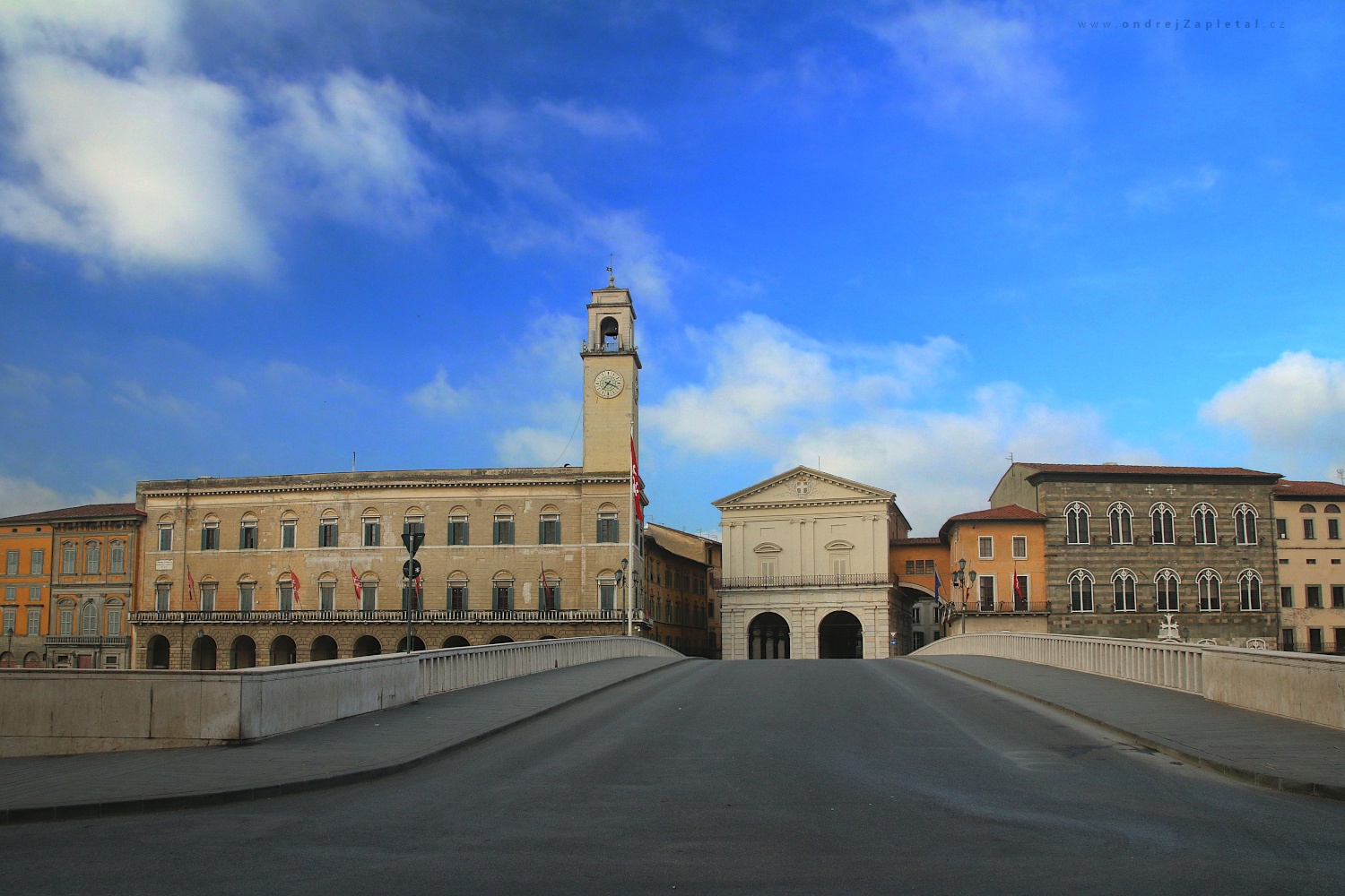 Beyond a River (On the photo:  (Architecture photography) věž, město, most, budova, obloha)