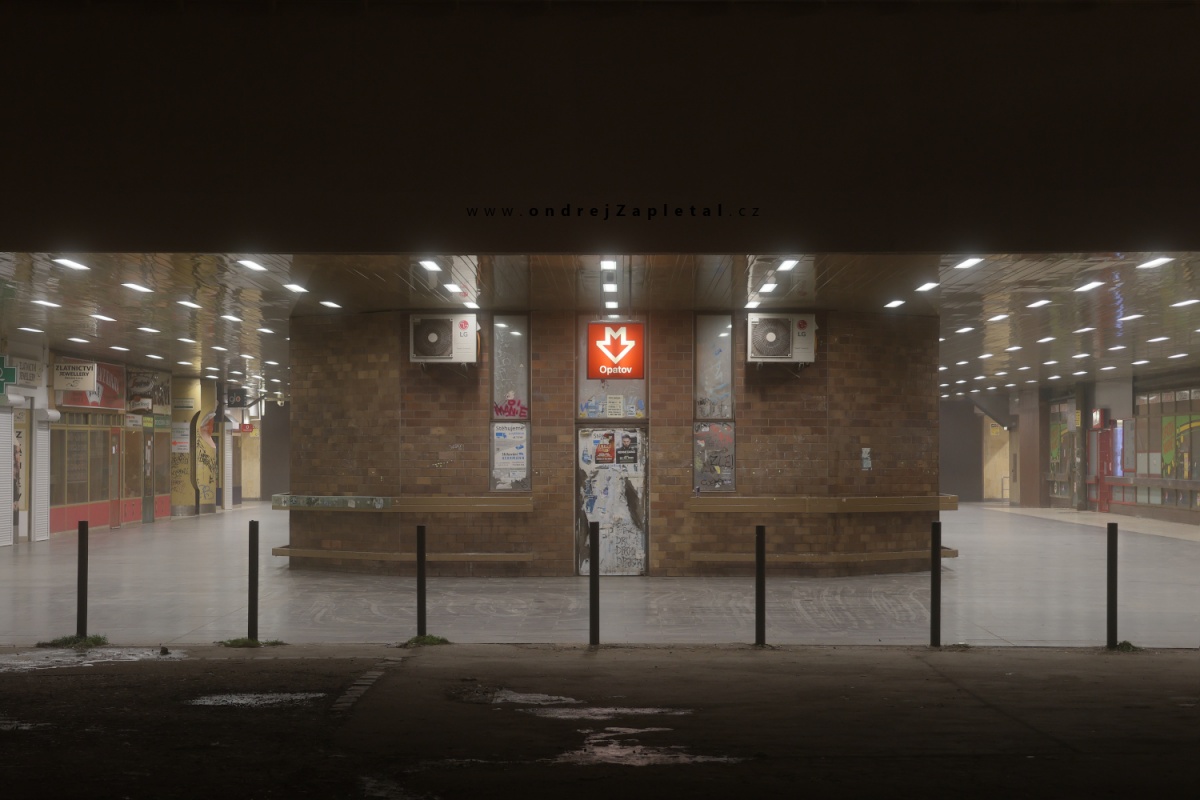 Opatov (On the photo:  (Urban photography) ráno, budova, praha, nápisy)