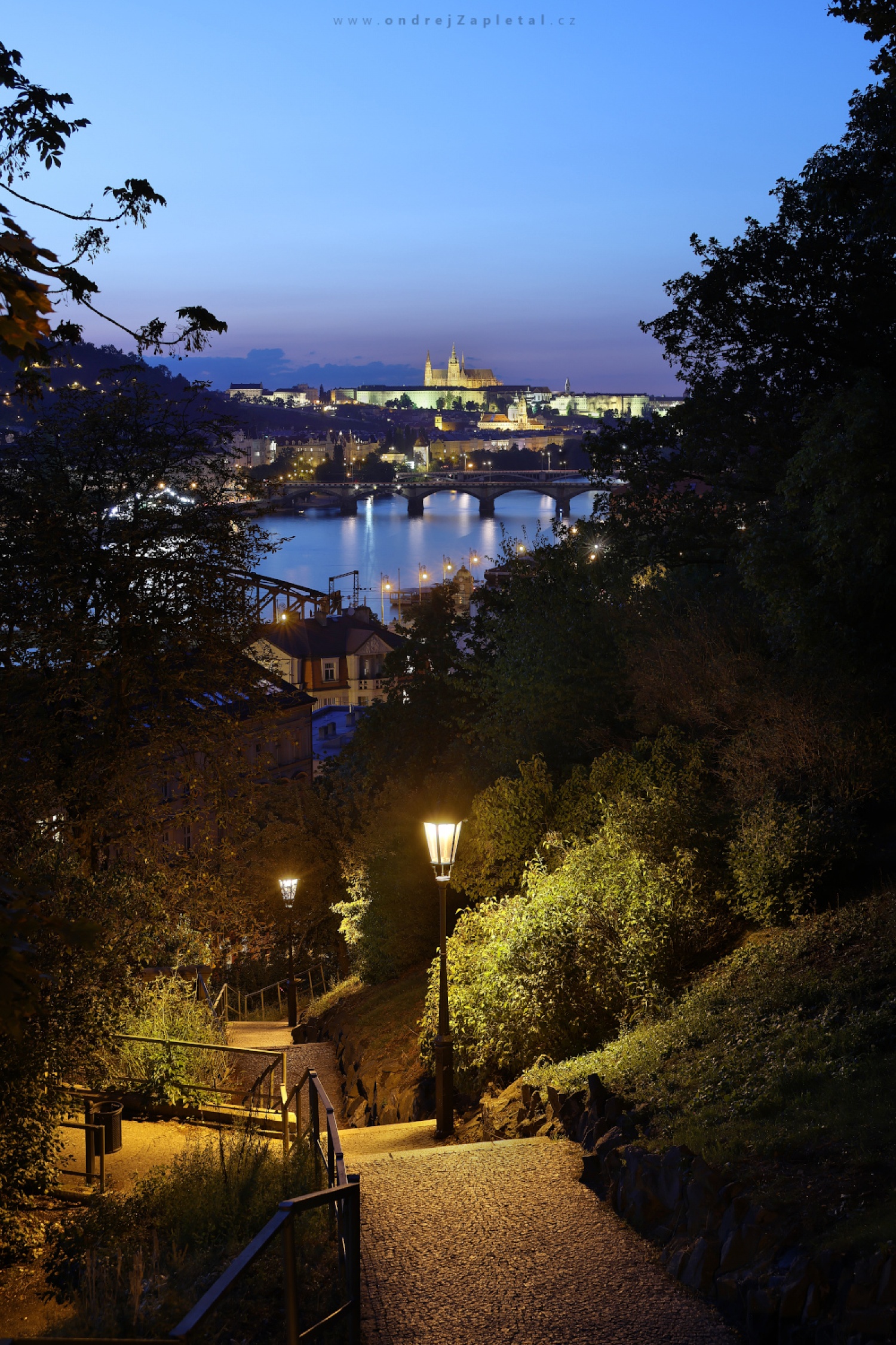 View from Highcastle to Prague Castle (On the photo:  (Urban photography) cesta, večer, praha, léto)