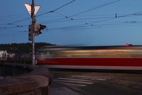 Tram going by photography